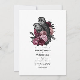  Glam Burgundy Owls Gothic Wedding Kaart