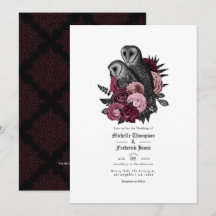  Glam Burgundy Owls gothic Wedding QR Code
