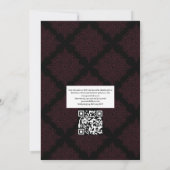  Glam Burgundy Owls gothic Wedding QR Code Kaart (Achterkant)