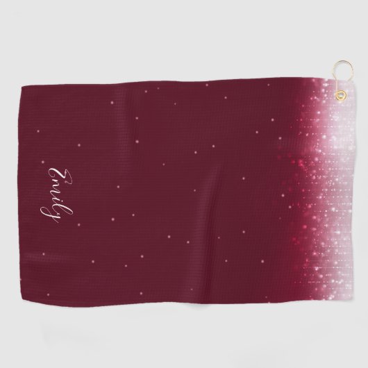 Glam Burgundy Persoonlijk Golfhanddoek (Horizontaal)