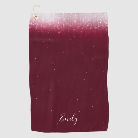 Glam Burgundy Persoonlijk Golfhanddoek (Voorkant)