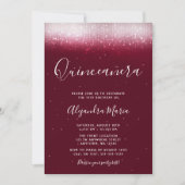 Glam Burgundy Quinceañera Kaart (Voorkant)