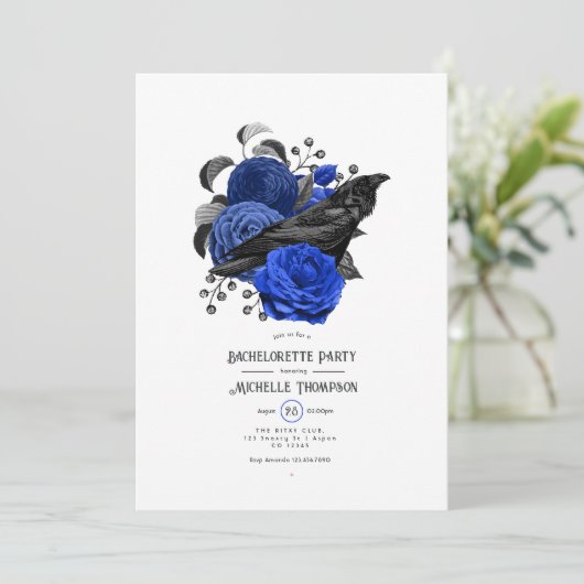 Glam Burgundy Raven Gothic Bachelorette Party Kaart (Staand voorkant)