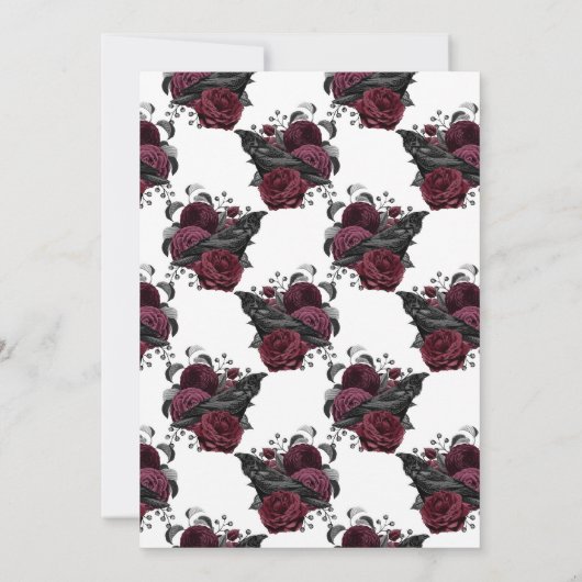  Glam Burgundy Raven Gothic Vrijgezellenfeest Kaart (Achterkant)