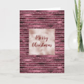 Glam Burgundy Red Rose Blush Glitter Stripes Kaart (Voorkant)