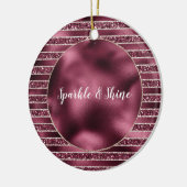 Glam Burgundy Red Rose Blush Glitter Stripes Keramisch Ornament (Links)