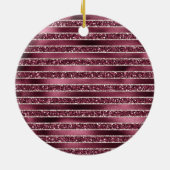 Glam Burgundy Red Rose Blush Glitter Stripes Keramisch Ornament (Achterkant)