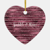 Glam Burgundy Red Rose Blush Glitter Stripes Keramisch Ornament (Voorkant)