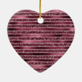 Glam Burgundy Red Rose Blush Glitter Stripes Keramisch Ornament (Achterkant)
