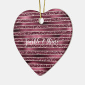 Glam Burgundy Red Rose Blush Glitter Stripes Keramisch Ornament (Links)