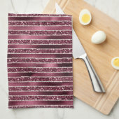 Glam Burgundy Red Rose Blush Glitter Stripes Theedoek (Quarter Fold)