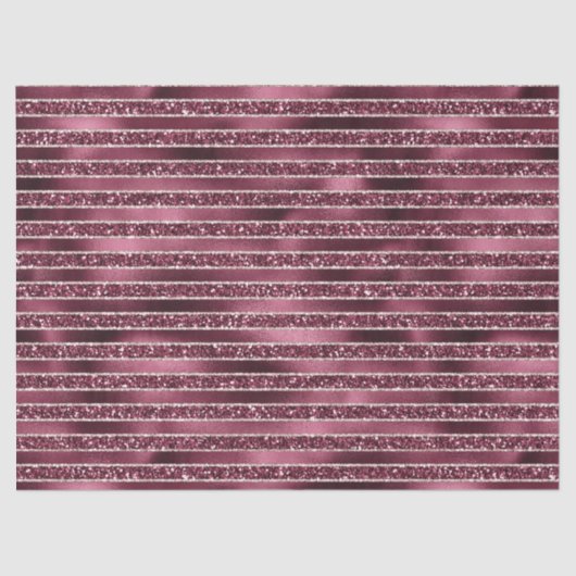 Glam Burgundy Red Rose Blush Glitter Stripes Tissuepapier (Voorkant)