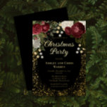 Glam Burgundy Roos Floral-kerstfeestdag Folie Uitnodiging<br><div class="desc">Elegante en klastige donkerrode en bruine bloemige rozen met zaadparels op een speerpunt lijst "kerstfeest" vakantiegerichte vakantiedag van de Design van de vakantiedagen Holiday Hearts. Alle tekst is echte gouden folie en het laatstgenoemde lijst is een combinatie van gouden folie en gouden gradiënt. Peren van zaden zijn nepbedrukt. Achtergrond is...</div>