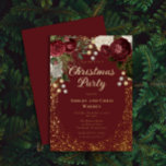 Glam Burgundy Roos Floral-kerstfeestdag Folie Uitnodiging<br><div class="desc">Elegante en klastige donkerrode en bruine bloemige rozen met zaadparels op een speerpunt lijst "kerstfeest" vakantiegerichte vakantiedag van de Design van de vakantiedagen Holiday Hearts. Alle tekst is echte gouden folie en het laatstgenoemde lijst is een combinatie van gouden folie en gouden gradiënt. Peren van zaden zijn nepbedrukt. Achtergrond is...</div>