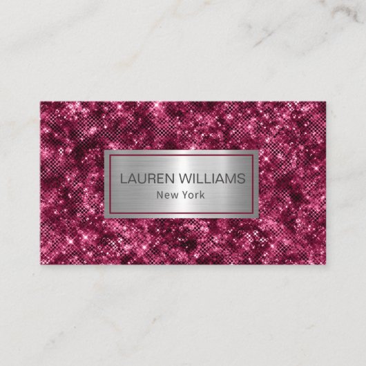 Glam Burgundy Sparkle Glitter Design Visitekaartje (Voorkant)