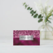 Glam Burgundy Sparkle Glitter Visitekaartje (Staand voorkant)