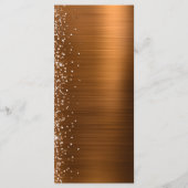 Glam Burnt Orange Glitter Brushed Metal Wedding Menu (Achterkant)