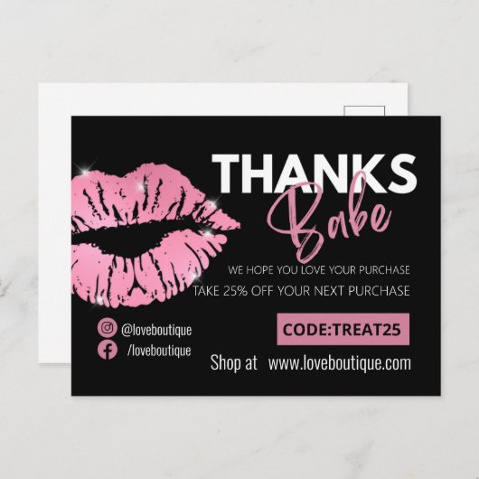 Glam Business - Hartelijk dank voor uw kaart (Voorkant / Achterkant)