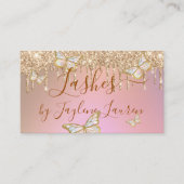 Glam Butterfly Lashes Roos Gold Glitter Drivers Visitekaartje (Voorkant)