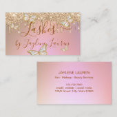 Glam Butterfly Lashes Roos Gold Glitter Drivers Visitekaartje (Voorkant / Achterkant)