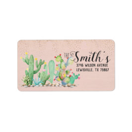 Glam Cactus Bruiloft Retouradreslabels Etiket