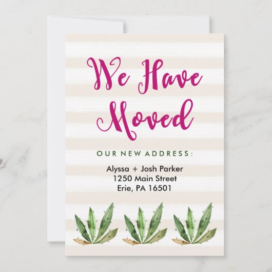 Glam Cactus | Desert Strepen Verhuizing Aankondiging (Voorkant)