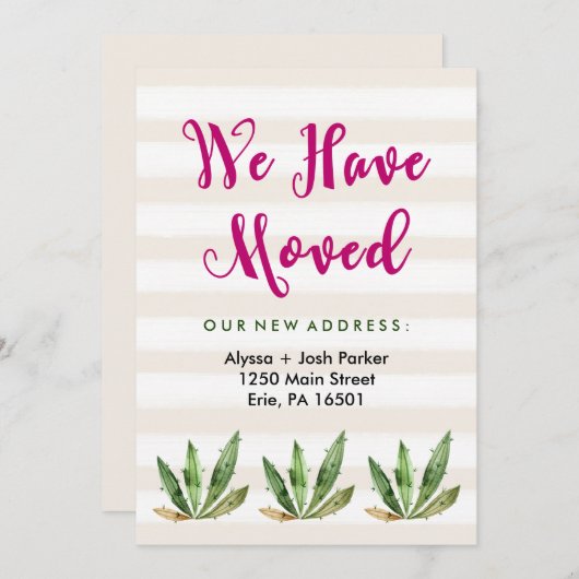 Glam Cactus | Desert Strepen Verhuizing Aankondiging (Voorkant / Achterkant)