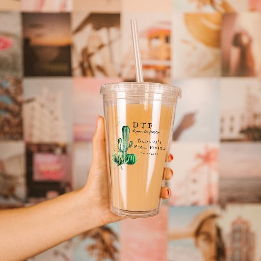Glam Cactus Fiesta | Monogram Bachelorette Acryl Drinkbeker