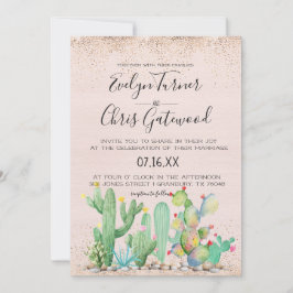 Glam Cactus Fiesta Wedding Invitation Kaart