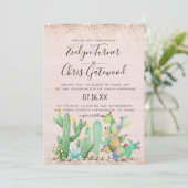 Glam Cactus Fiesta Wedding Invitation Kaart (Staand voorkant)