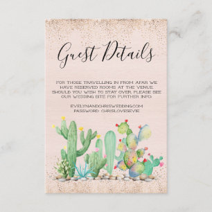 Glam Cactus Huwelijks Gast Details Kaart