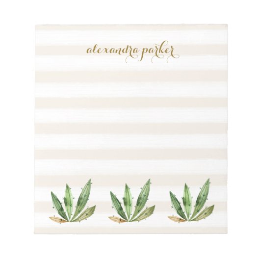 Glam Cactus | Neutrale woestijnstrepen Notitieblok (Voorkant)