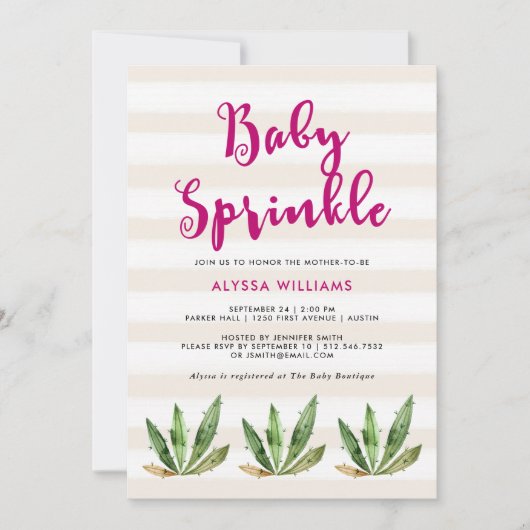 Glam Cactus | Stortstropen Baby Sprinkle Kaart (Voorkant)