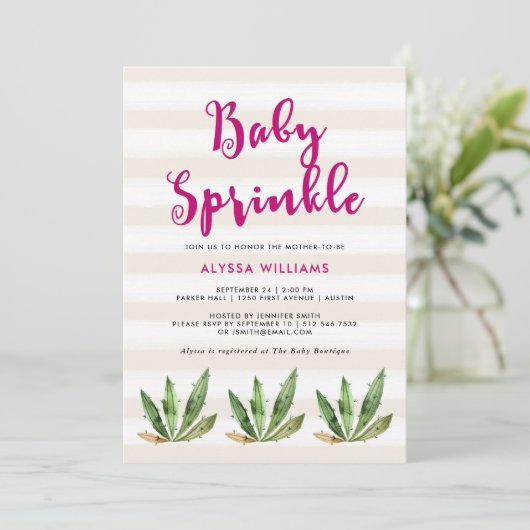 Glam Cactus | Stortstropen Baby Sprinkle Kaart (Staand voorkant)