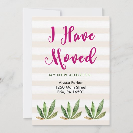 Glam Cactus | Verander adres woestijnstrepen Aankondiging (Voorkant)