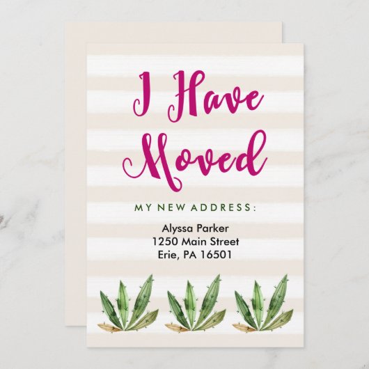 Glam Cactus | Verander adres woestijnstrepen Aankondiging (Voorkant / Achterkant)