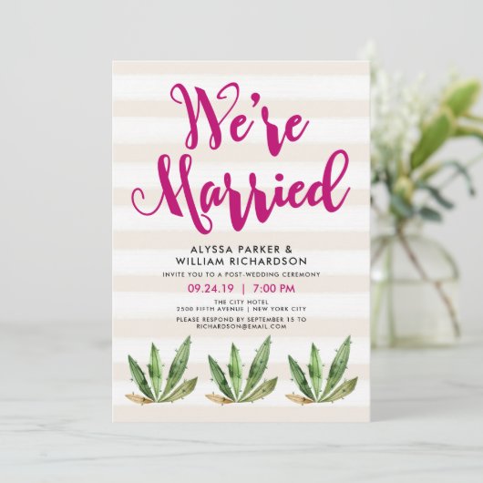 Glam Cactus | We zijn getrouwd koninklijk Kaart (Staand voorkant)