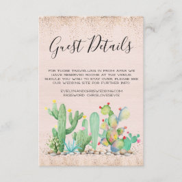 Glam Cactus Wedding Guest Details Kaart