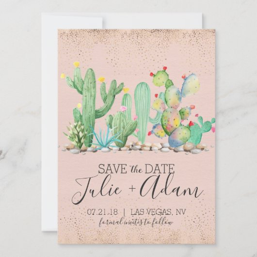 Glam Cactus Wedding Save the Date (Voorkant)