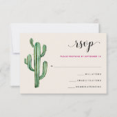 Glam Cactus | Woestijnstrepen Huwelijksreactie RSVP Kaartje (Voorkant)