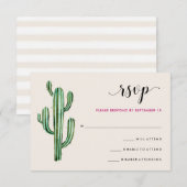 Glam Cactus | Woestijnstrepen Huwelijksreactie RSVP Kaartje (Voorkant / Achterkant)