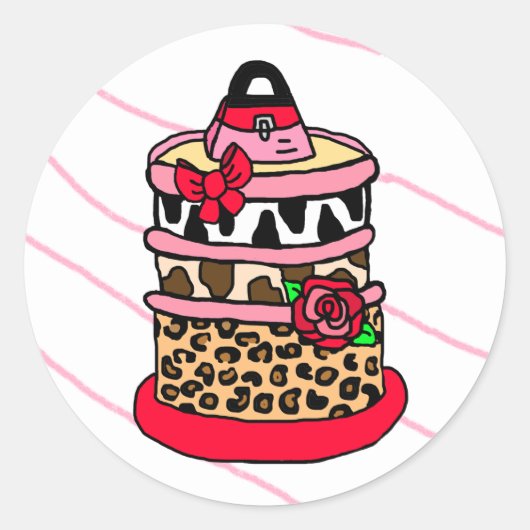 Glam Cake Hand getrokken Cartoon tas, strikken en  Ronde Sticker (Voorkant)