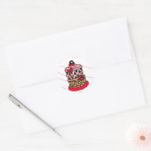 Glam Cake Hand getrokken Cartoon tas, strikken en  Ronde Sticker (Envelop)