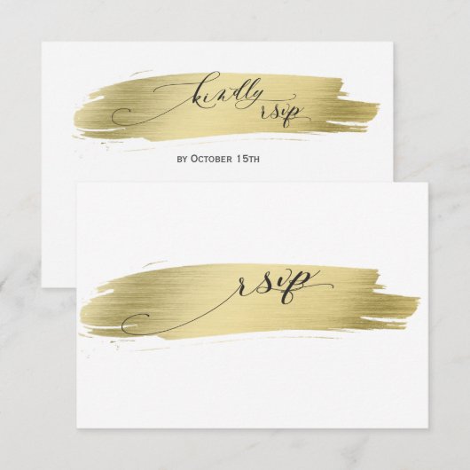 Glam Calligraphy Gold Stroke Wedding RSVP (Voorkant / Achterkant)