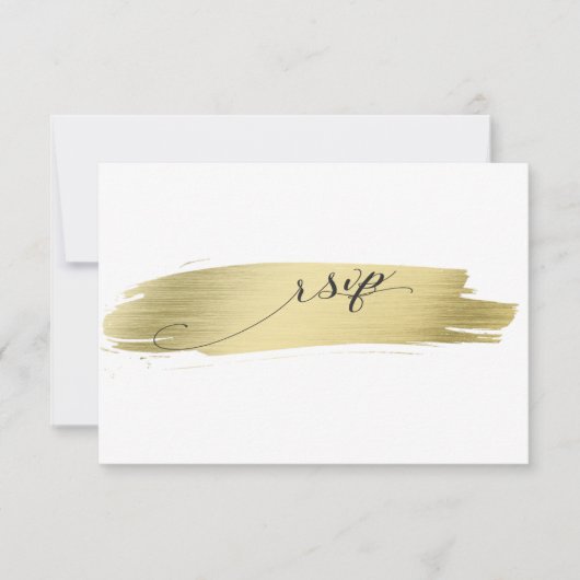 Glam Calligraphy Gold Stroke Wedding RSVP Kaartje (Voorkant)