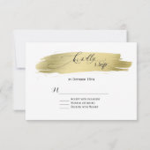 Glam Calligraphy Gold Stroke Wedding RSVP Kaartje (Achterkant)