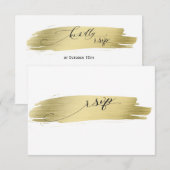 Glam Calligraphy Gold Stroke Wedding RSVP Kaartje (Voorkant / Achterkant)