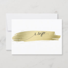 Glam Calligraphy Gold Stroke Wedding RSVP Kaartje