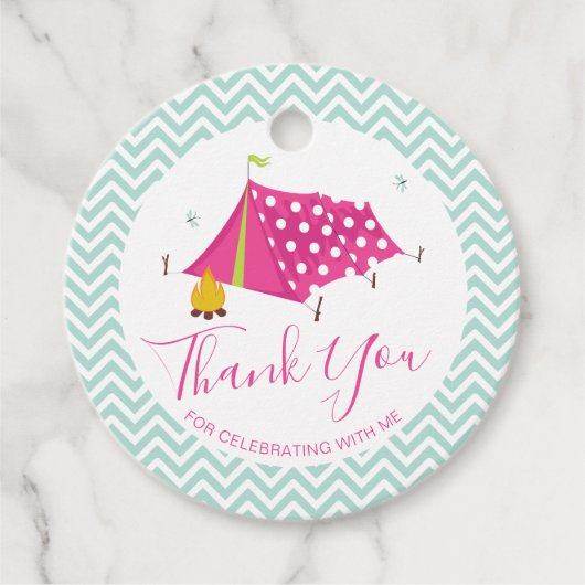 Glam Camp Makeover Meisjes Verjaardag Bedankjes Labels (Voorkant)