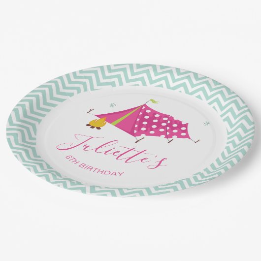 Glam Camp Makeover Meisjes Verjaardag Papieren Bordje (Gekanteld)